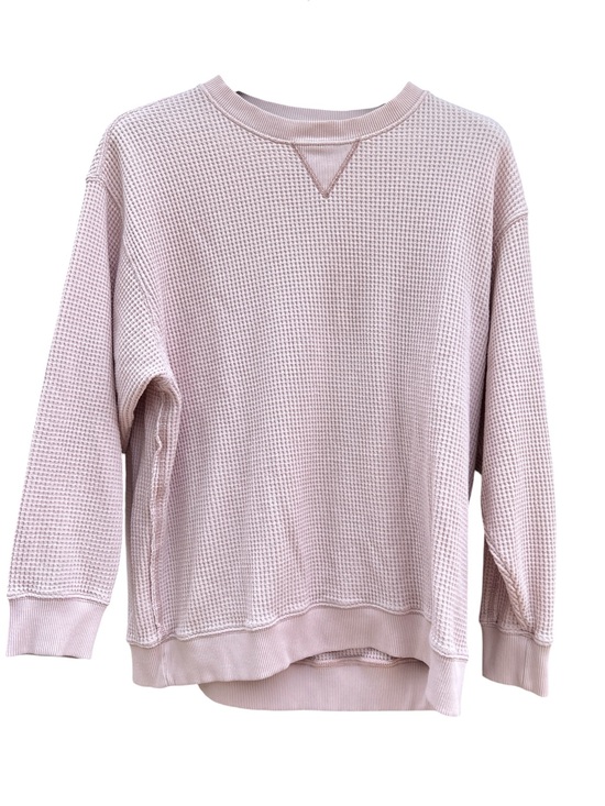 aerie Sweaters - Aerie Light Pink Waffle Crewneck Oversized Sweater Size Large